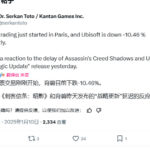 《刺客信条：影》二次跳票后 育碧股价再跌10%